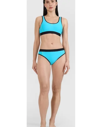 Costum de baie pentru femei,  bikini, elastic, albastru, material sintetic