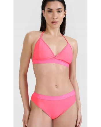 Top bikini  roz, design clasic, cupe detasabile, sintetic