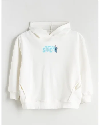 Hanorac din amestec de bumbac cu imprimeu Stitch, Alb/Roz/Albastru
