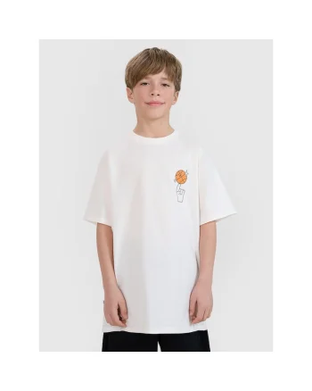 Tricou baieti JRSS25TTSHM2639-11S, 4F, Bumbac, Alb