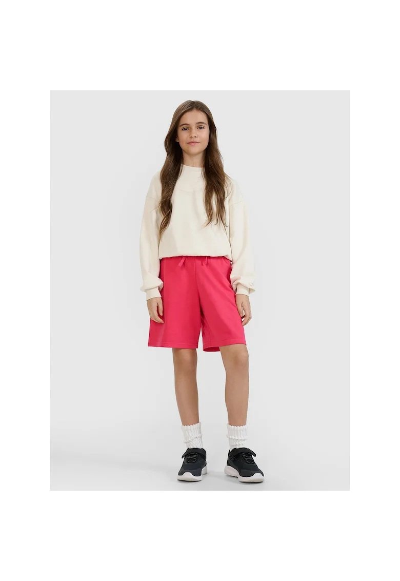 Pantaloni scurti pentru fete  roz, oversize, din bumbac si poliester, fara captuseala
