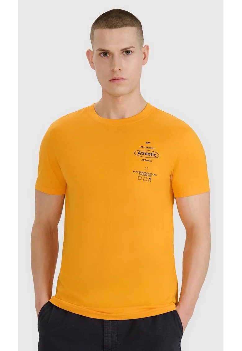 Tricou barbati  portocaliu, bumbac 100%, maneca scurta, imprimeu sportiv