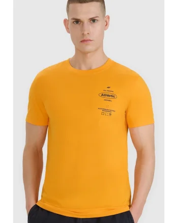 Tricou barbati  portocaliu, bumbac 100%, maneca scurta, imprimeu sportiv