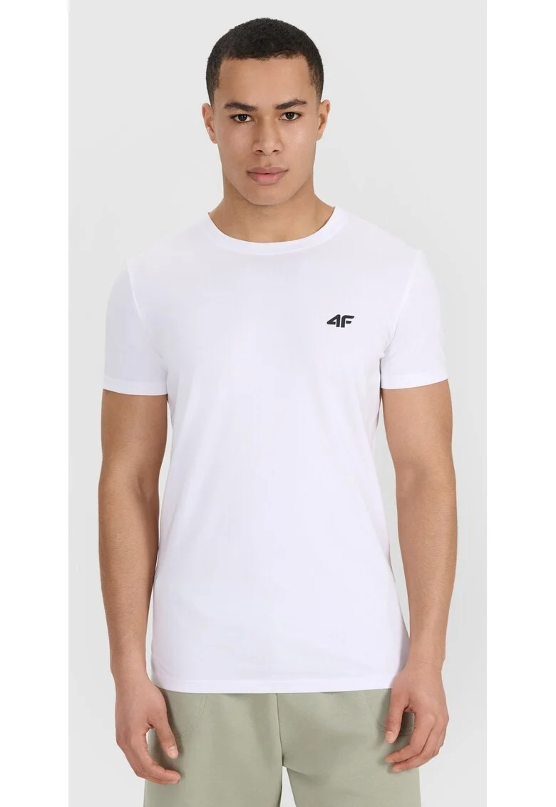 Tricou barbati  slim fit, pachet de 2, alb, bumbac