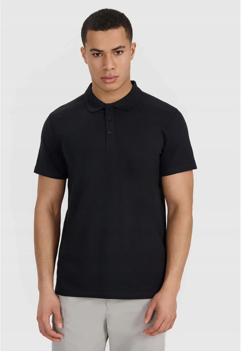 Tricou polo barbat  negru, bumbac, croiala regulata, negru
