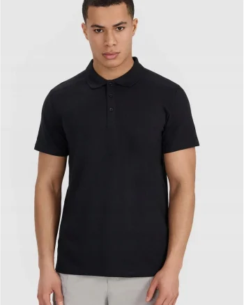 Tricou polo barbat  negru, bumbac, croiala regulata, negru