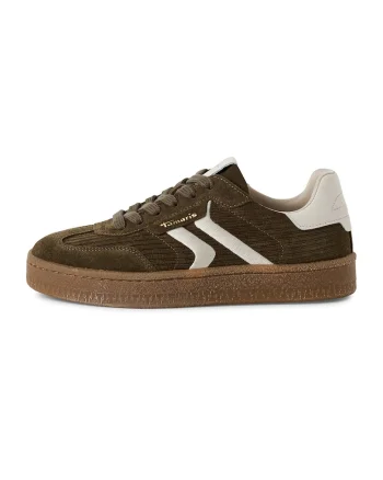 Pantofi sport din piele intoarsa si aspect texturat, Verde masliniu/Caramel/Alb murdar