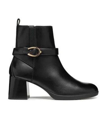 Botine de piele cu toc masiv, Negru