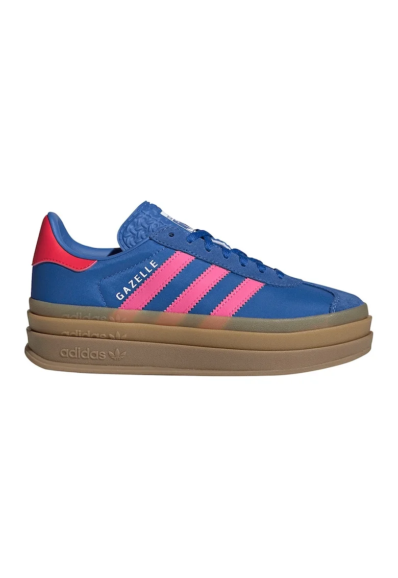 Pantofi sport flatform cu garnituri din piele intoarsa Gazelle Bold, Albastru royal/Roz