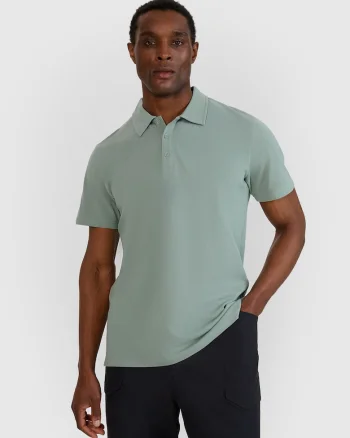 Tricou polo barbat,  bumbac, verde masliniu, croiala normala, guler clasic cu 3 nasturi