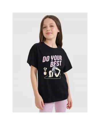 Tricou fete JRSS25TTSHF2644-20S, 4F, Bumbac, Negru