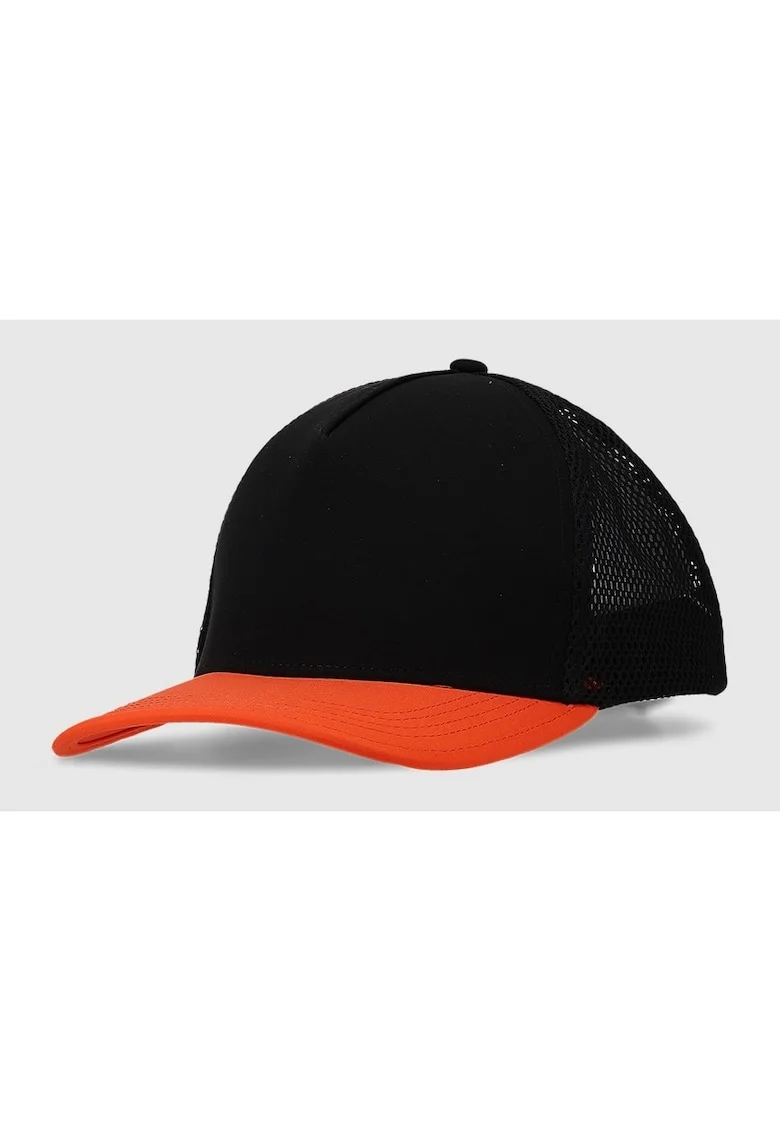 Sapca unisex,  model trucker, sintetic, negru/portocaliu