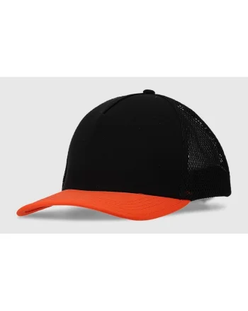 Sapca unisex,  model trucker, sintetic, negru/portocaliu
