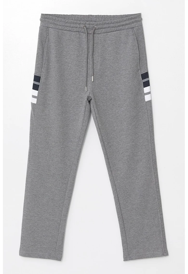 Pantaloni de trening cu talie ajustabila, Alb/Negru/Gri melange