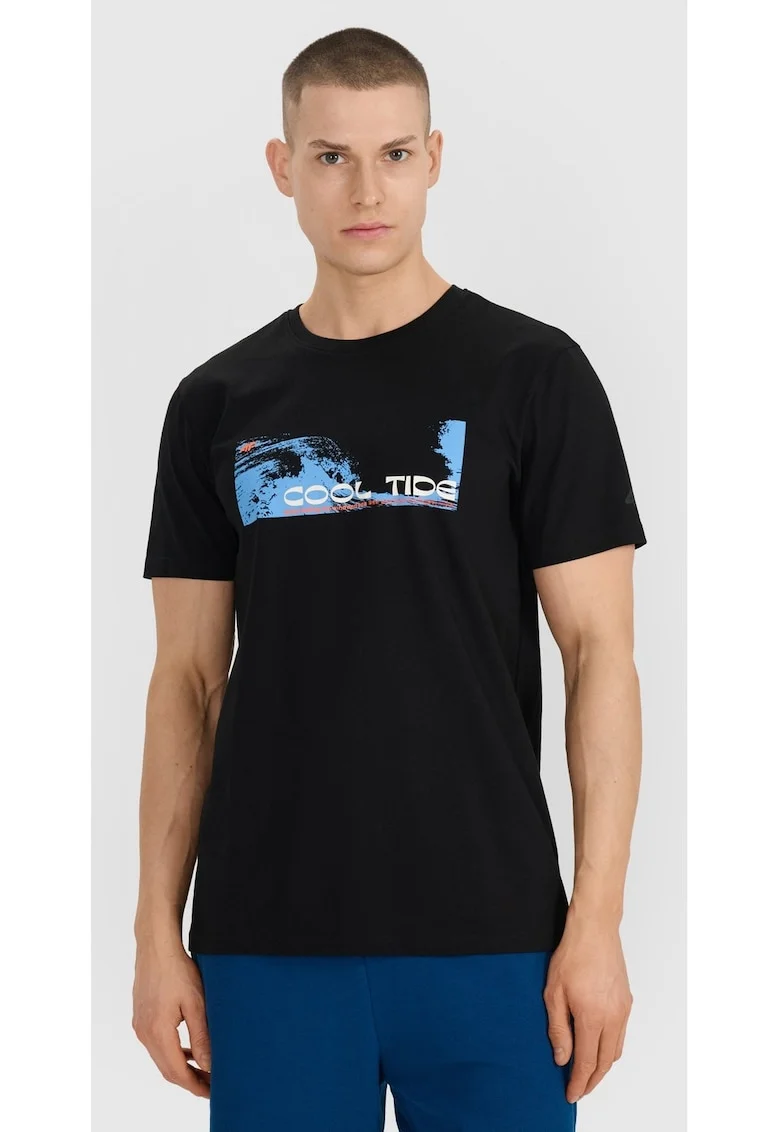 Tricou Barbati  "Cool Tide" Bumbac Negru, Regular Fit, 180gsm, Casual & Sportstyle