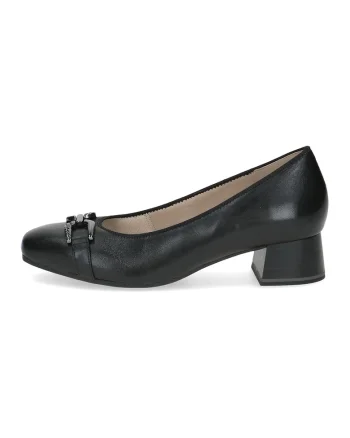 Pantofi din piele cu toc kitten si varf patrat, Negru