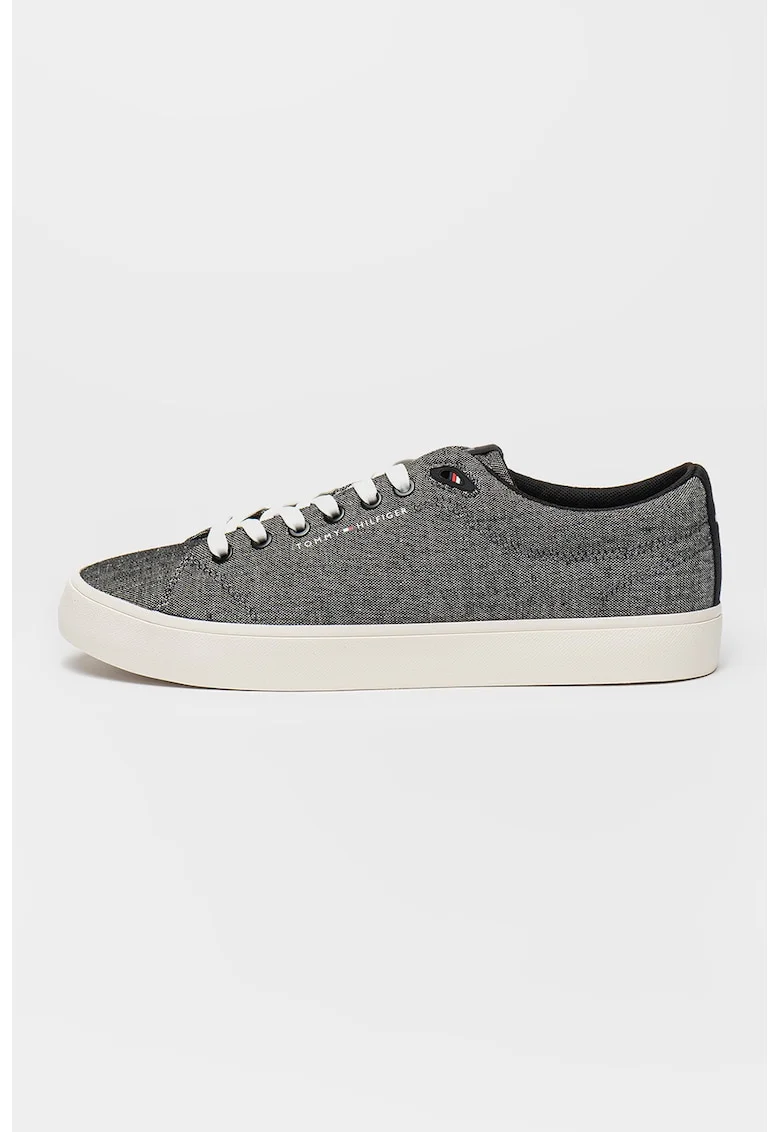 Pantofi sport din in cu logo, Negru melange