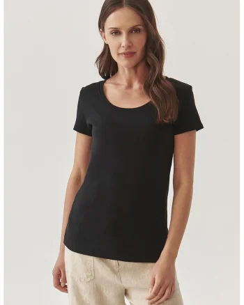 Tricou uni de bumbac cu decolteu rotund