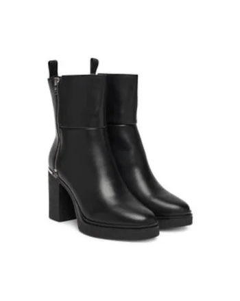 Botine dama,  piele naturala, culoare negru, cu toc