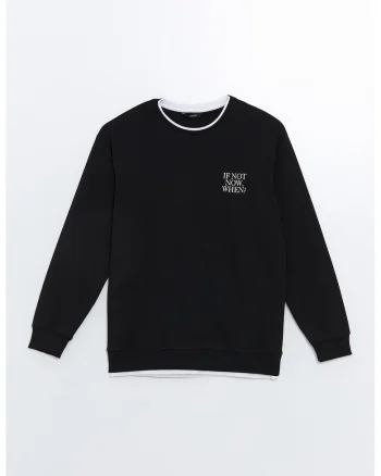 Bluza de trening cu decolteu la baza gatului, din amestec de bumbac