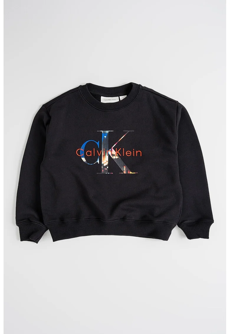 Bluza de trening cu imprimeu logo, Rosu/Negru/Albastru