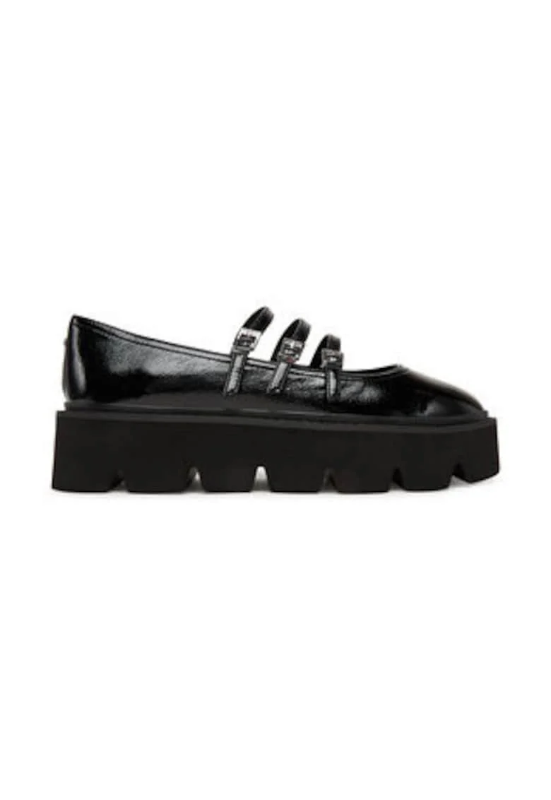 Pantofi cu platforma dama  piele ecologica, negru