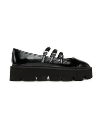 Pantofi cu platforma dama  piele ecologica, negru