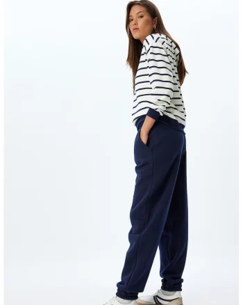 Pantaloni de trening uni cu talie medie