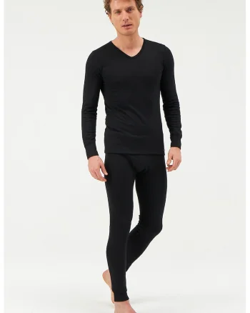 Bluza termica cu decolteu in V, Negru