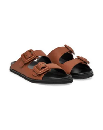Papuci dama,  piele naturala, maro