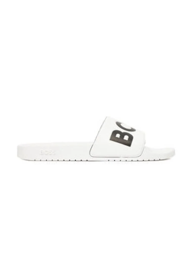 Papuci barbatesti,  piele ecologica, alb/negru