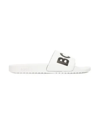 Papuci barbatesti,  piele ecologica, alb/negru