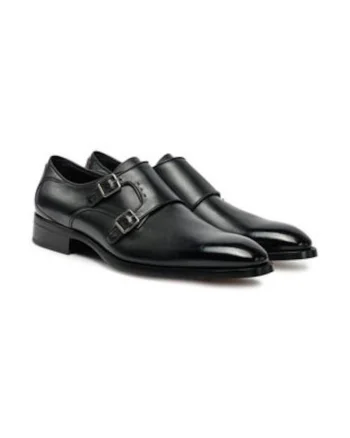 Pantofi barbatesti,  piele naturala, negru, inchidere cu catarama,