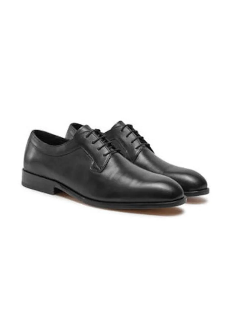 Pantofi barbatesti,  piele naturala, negru, inchidere cu sireturi,