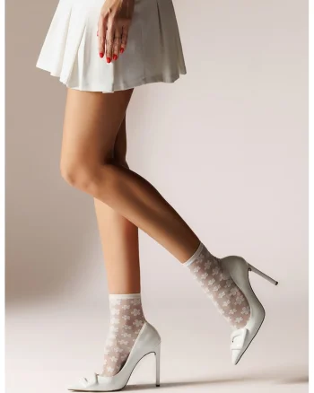 Sosete scurte cu model floral, Alb