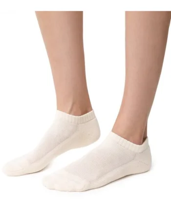 Sosete scurte bumbac 100% cu talpa flausata in culoare naturala  S198, Ecru
