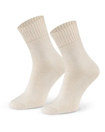 Sosete flausate bumbac 100% in culoare naturala  S199, Ecru