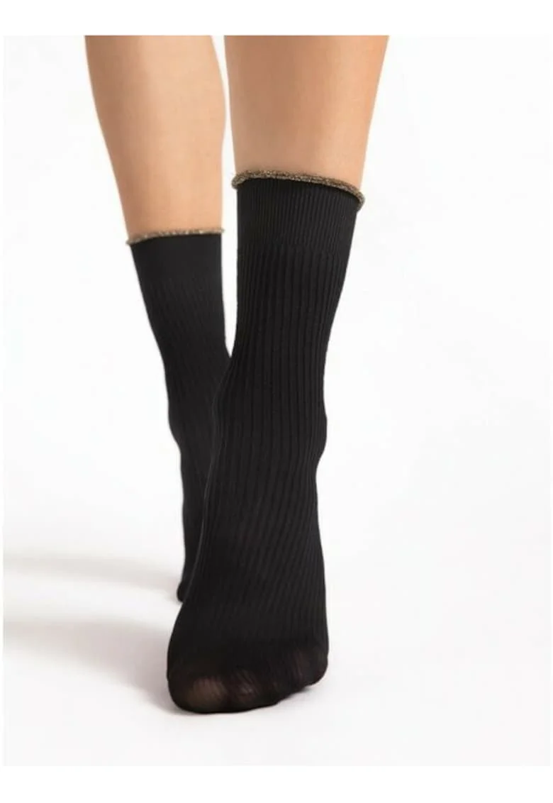 Sosete microfibra negre cu fir metalizat  Sassy 40 den, Negru
