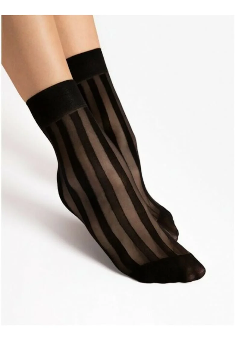 Sosete lycra negre cu dungi  Vibe 20 den, Negru