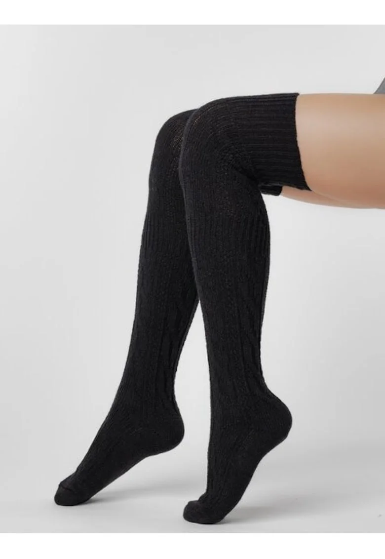 Jambiere lana negre peste genunchi  S089-015, Negru