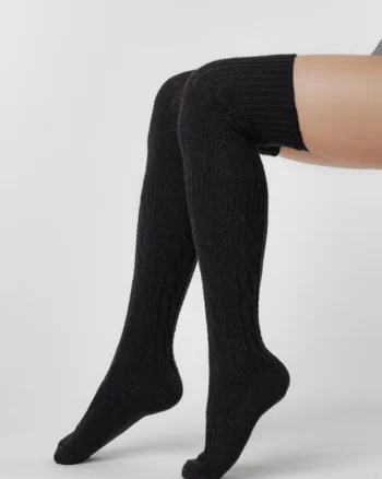 Jambiere lana negre peste genunchi  S089-015, Negru