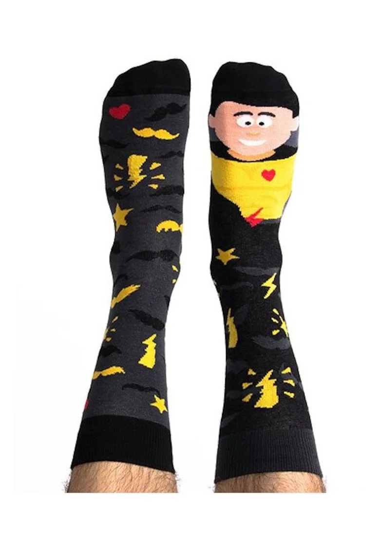 Sosete colorate cu super erou  Super Man, Negru/Galben
