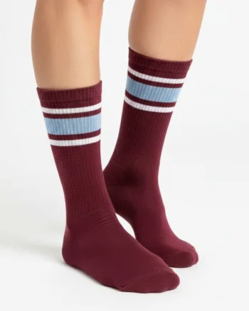 Sosete sport bordo cu dungi  Rollerskating, Visiniu
