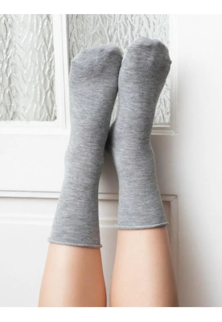 Sosete cu casmir si margine intoarsa  S083, Gri