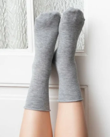 Sosete cu casmir si margine intoarsa  S083, Gri