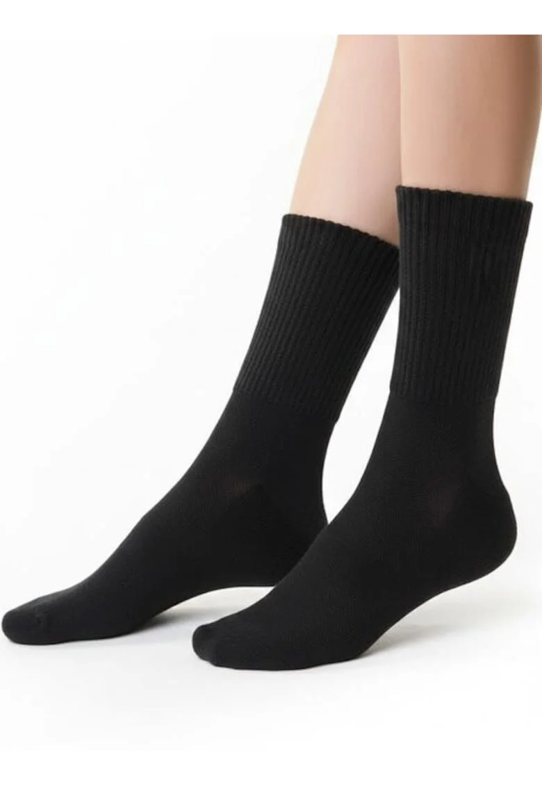 Sosete sport cu talpa flausata  S127, Negru