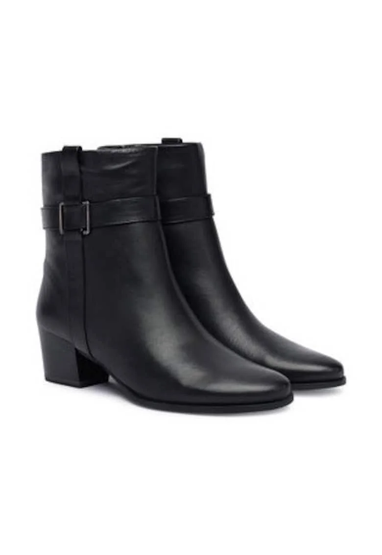Botine dama cu toc mic,  piele naturala, negru