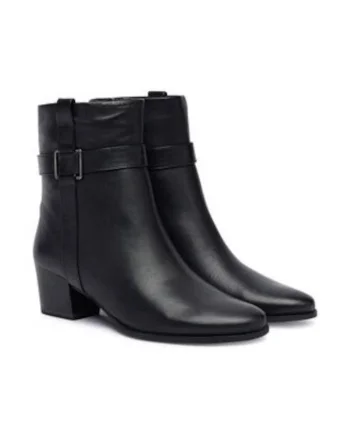 Botine dama cu toc mic,  piele naturala, negru