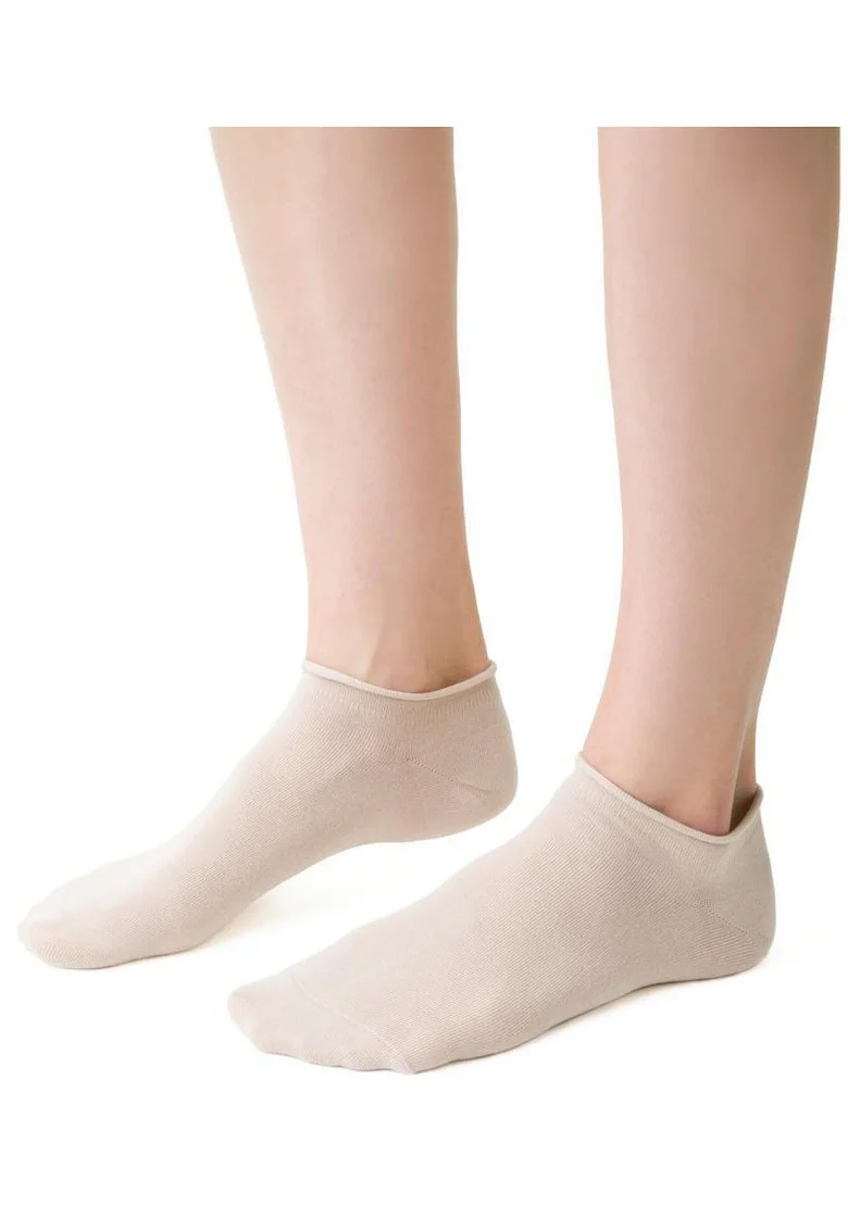 Sosete bumbac scurte fara presiune  S041, Bej deschis