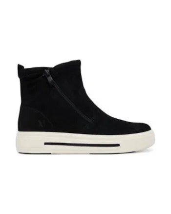 Botine dama,  piele naturala, negru, talpa alba,